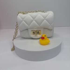 Elegant White Quilted Chain Bag